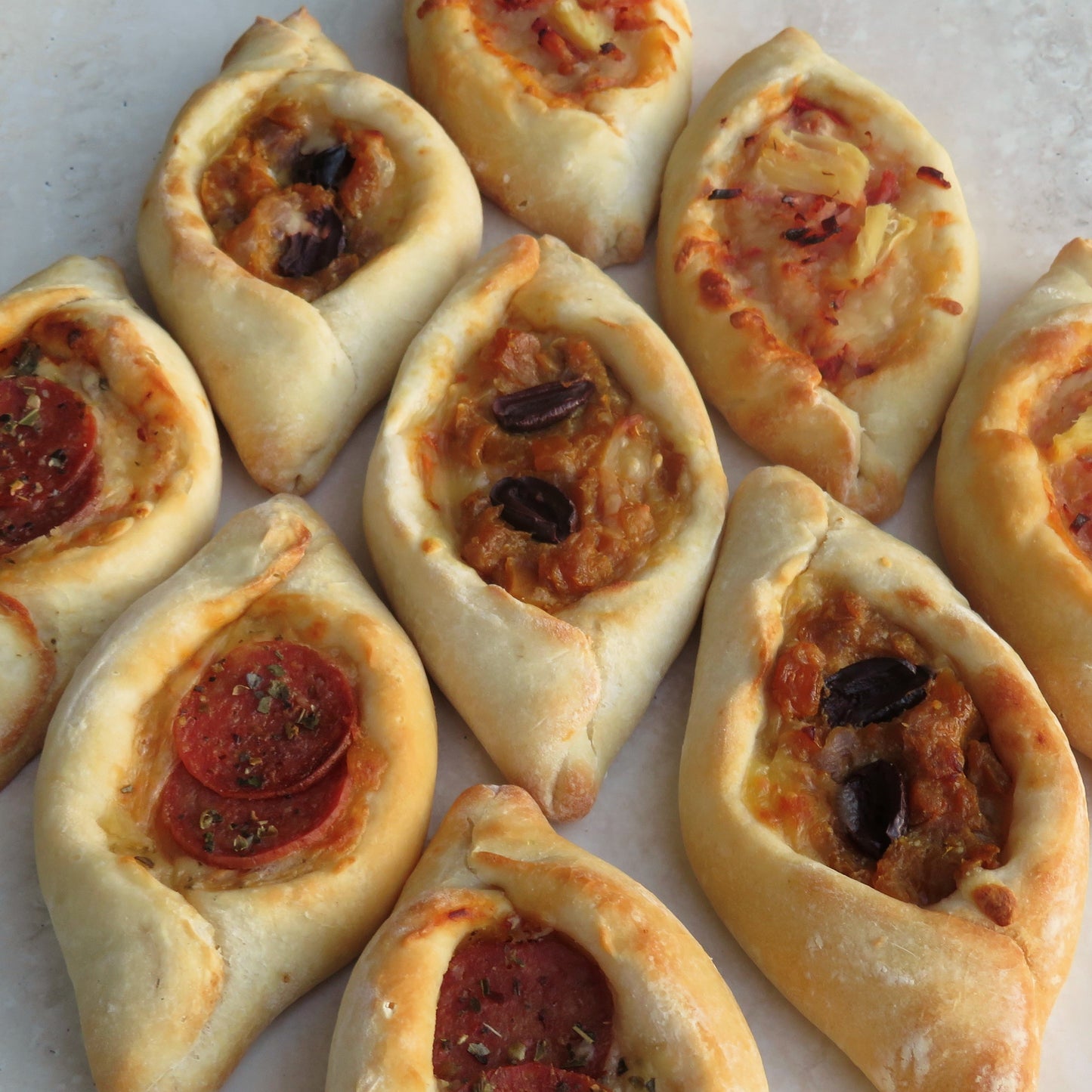 Caramelised Pumpkin, Olive & Fetta Pizza Bread - Kiss Kiss Artisan Foods