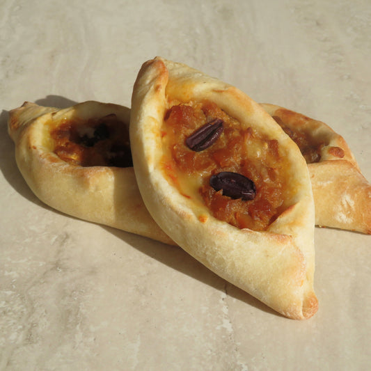 Caramelised Pumpkin, Olive & Fetta Mini Pide - Kiss Kiss Artisan Foods
