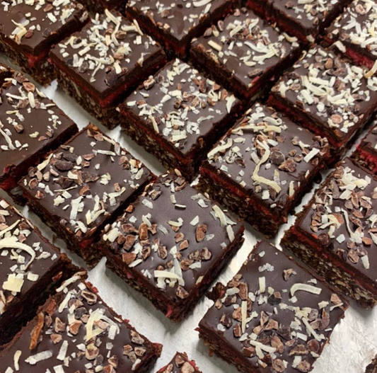 Raw Vegan Raspberry & Cacao Slice - Kiss Kiss Artisan Foods