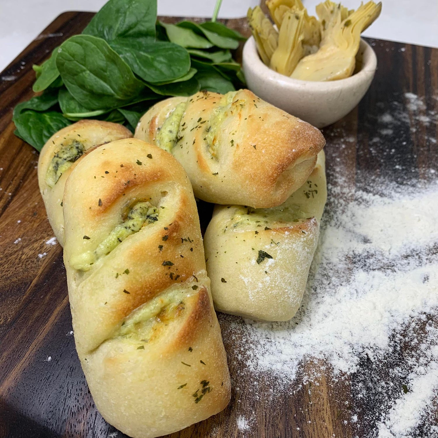 Spinach and Artichoke Mini Stromboli - Kiss Kiss Artisan Foods