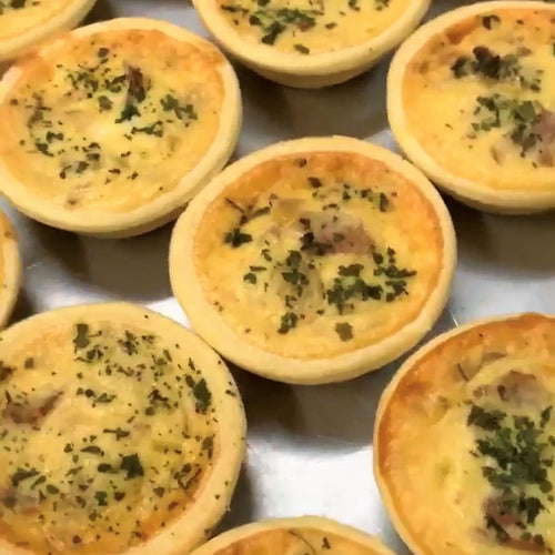 Caramelised Onion, Bacon & Cheddar Quiche - 12 pack