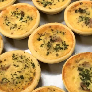 Caramelised Onion, Bacon & Cheddar Quiche - 12 pack