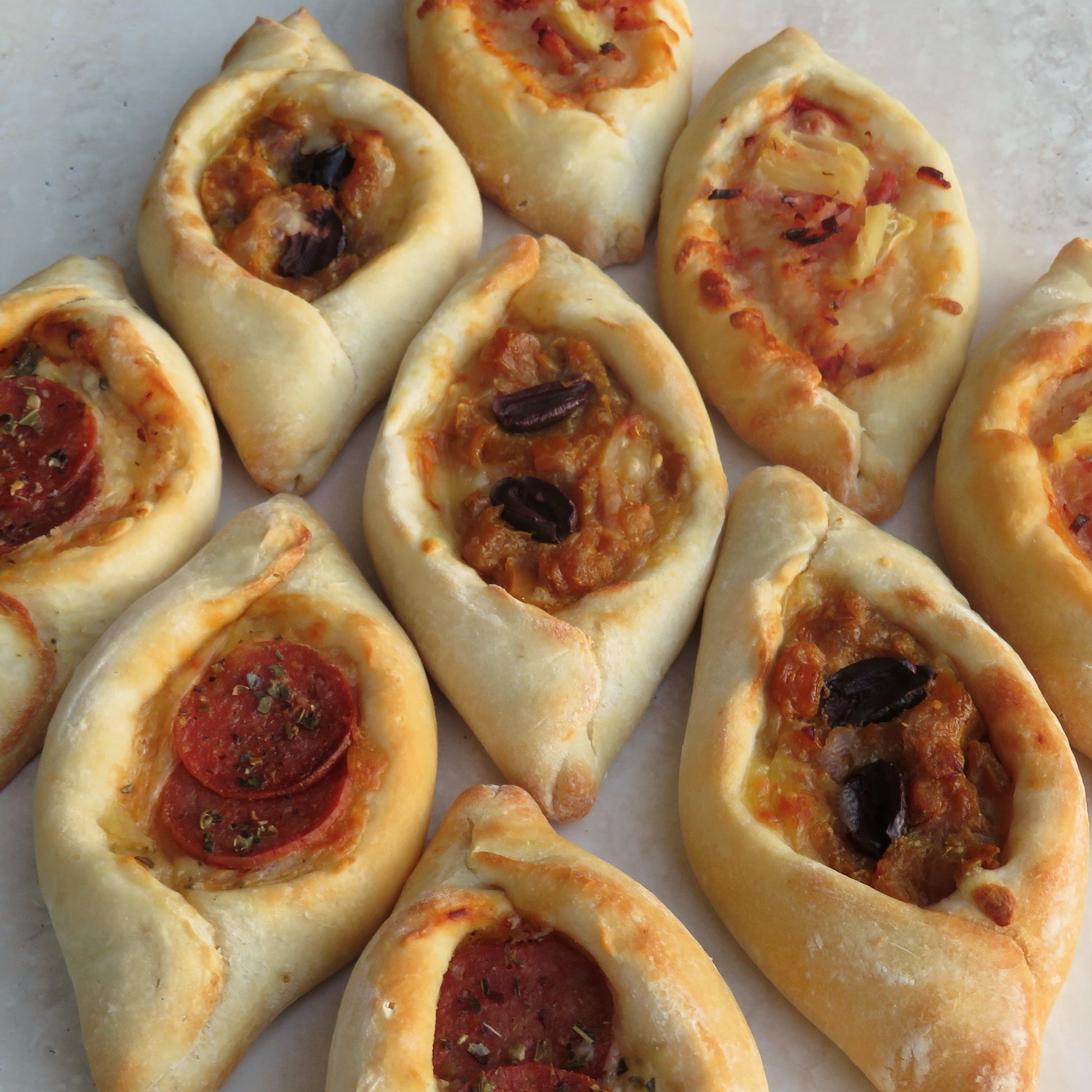 Caramelised Pumpkin, Olive & Fetta Pizza Bread - Kiss Kiss Artisan Foods
